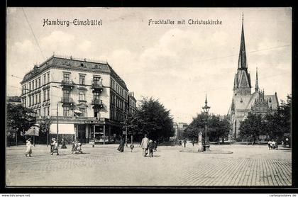 AK Hamburg-Eimsbüttel, Fruchtallee mit Christuskirche