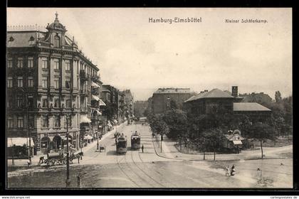 AK Hamburg-Eimsbüttel, Kleiner Schäferkamp mit Strassenbahn