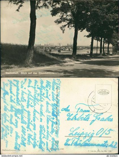 Ansichtskarte Eisenhüttenstadt Blick auf das Eisenhüttenkombinat 1956
