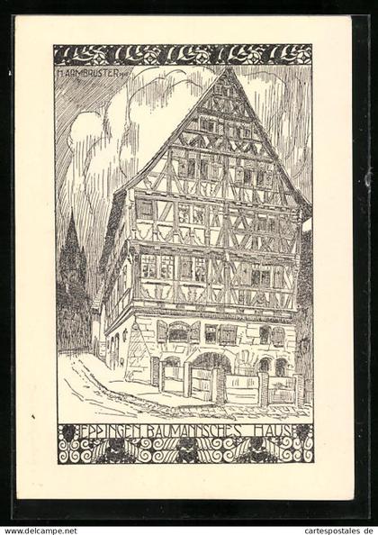 Künstler-AK Eppingen, Jugendherberge im Baumannschen Haus
