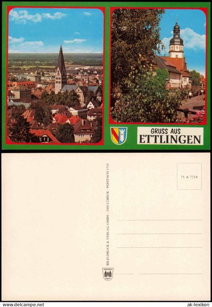 Ansichtskarte Ettlingen GRUSS AUS ETTLINGEN (2-Bild-Ortsansichten) 1980