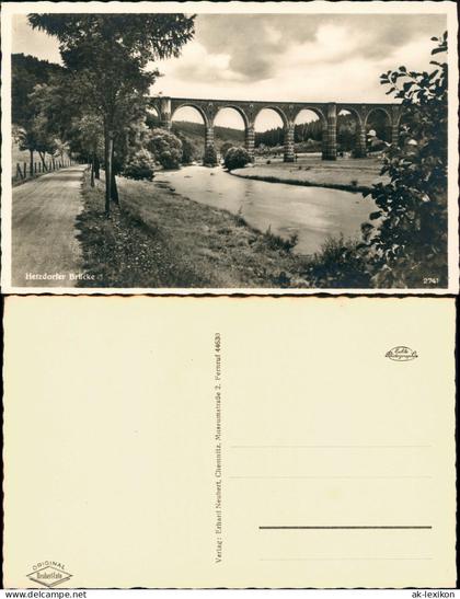 Ansichtskarte Hetzdorf-Flöha (Sachsen) Hetzdorfer Bricke, Fluß, Weg 1937