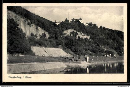 AK Fürstenberg /Weser, Blick auf Schloss und Weserufer