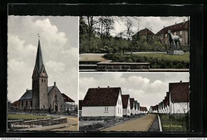 AK Fürstenberg /Weser, Hussmann-Platz und Neue Siedlung