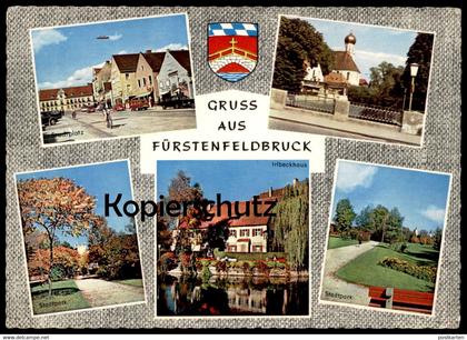 ÄLTERE POSTKARTE GRUSS AUS FÜRSTENFELDBRUCK STADTPLATZ STADTPARK OPEL WERBESCHILD AM HAUS Ansichtskarte postcard cpa
