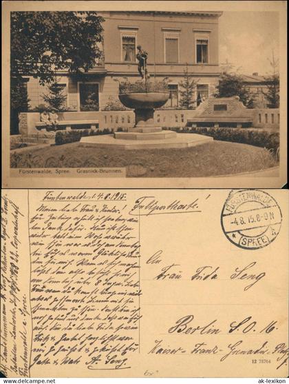 Ansichtskarte Fürstenwalde/Spree Grassnik-Brunnen 1915