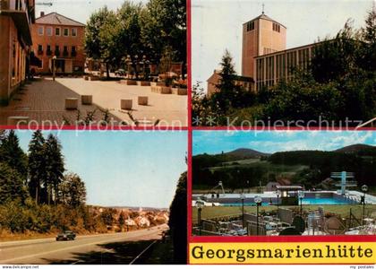 Georgsmarienhuette Roter Platz mit Rathaus Hl Geist Kirche Schwimmbad