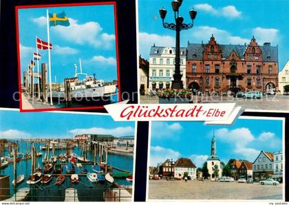 Glueckstadt Faehranleger Rathaus Yachthafen Ortsansicht