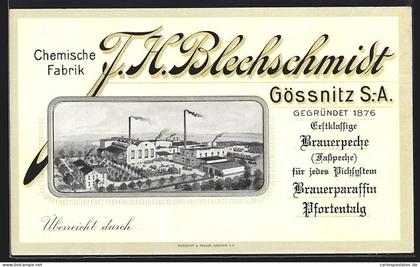 AK Gössnitz / S.-A., Chemische Fabrik F. H. Blechschmidt