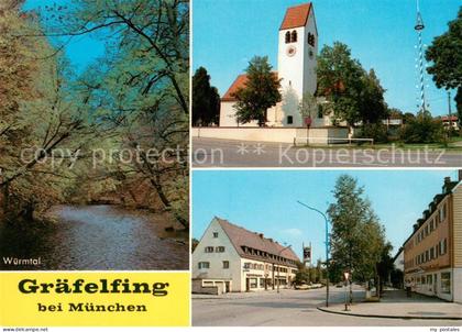 Graefelfing Wuermtal Kirche Strassenpartie