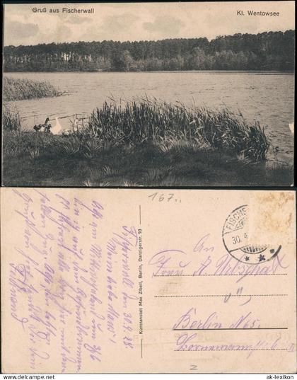 Ansichtskarte Fischerwall-Gransee Kl. Wentowsee 1922