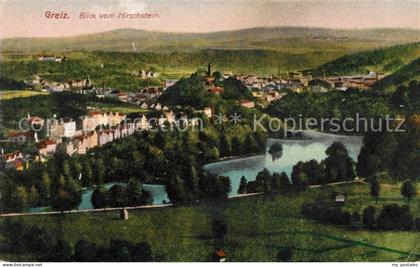 Greiz Thueringen Panorama Blick vom Hirschstein