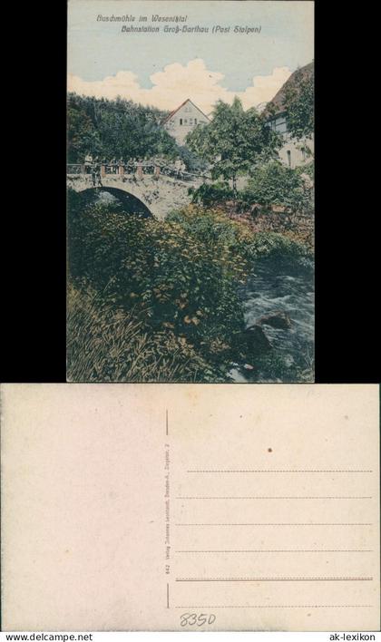 Ansichtskarte Großharthau Buschmühle - colorierte AK 1923