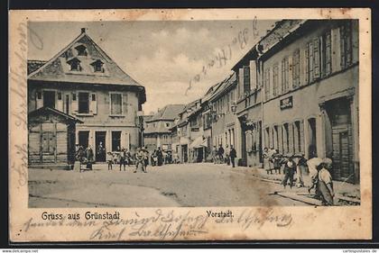 AK Grünstadt / Pfalz, Strasse in der Vorstadt