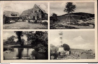 CPA Hamburg Altona Rissen Wittenbergen, Dorfteich, Leuchtturm, Heidberg, Heideblick