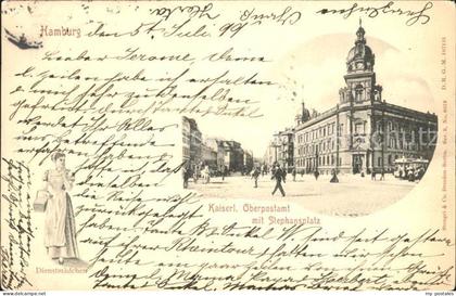 HAMBURG  CITY Kaiserliches Oberpostamt mit Stephansplatz Dienstmaedchen