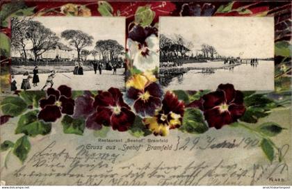 Passepartout CPA Hamburg Wandsbek Bramfeld, Restarant Seehof, Stiefmütterchen