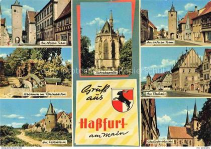 Hassfurt Main Bayern Oberer Turm Brunnen im Rosengarten Ritterkapelle Unterer Tu