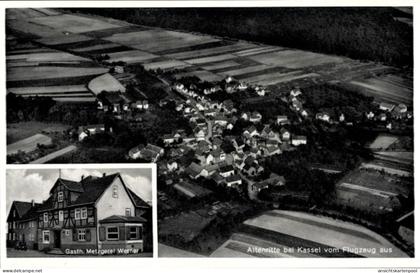 CPA Altenritte Altenridde Baunatal Hessen, Luftaufnahme von Altenritte, Gasthaus Metzgerei Werner,