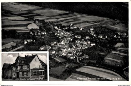 CPA Altenritte Altenridde Baunatal Hessen, Luftaufnahme von Altenritte, Gasthaus Metzgerei Werner,
