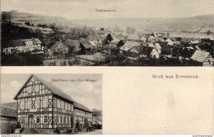 CPA Ermenrod Feldatal Vogelsbergkreis, Gesamtansicht, Gasthaus von Chr. Wiegel