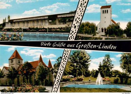 Grossen-Linden Linden Hessen Schwimmbad Kirchen Park Brunnen