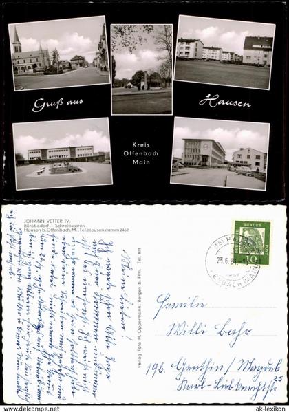 Hausen (Obertshausen) Kirche, Neubauten, Schule 1961  gel. Landpoststempel