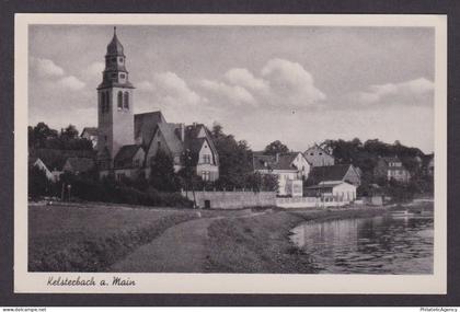 Vintage postcard Kelsterbach Main river church Hesse Germany