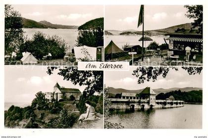 Waldeck Edersee Zeltplatz am Edersee mit Burg Waldeck und Edertalsperre