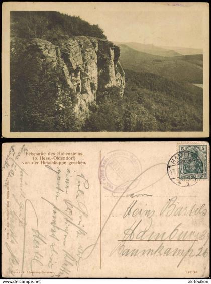 Hessisch Oldendorf Umland-Ansicht Felspartie des Hohensteins 1910