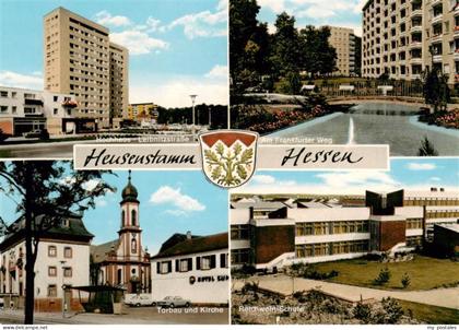 Heusenstamm Hochhaus Leibnitzstrasse Frankfurter Weg Torbau und Kirche Reichwein