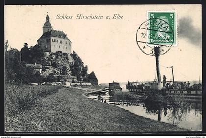 AK Hirschstein / Elbe, Blick zum Schloss