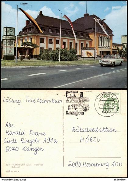 Höchst-Frankfurt am Main Bahnhof Auto (Ford oder Opel) 1982/1975