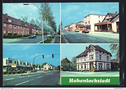 AK Hohenlockstedt /Holstein, Strassenpartie mit Bank, Postamt, Wohnhäuser