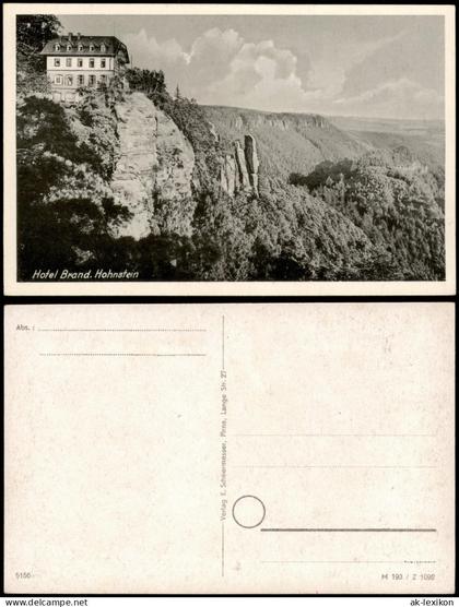 Ansichtskarte Hohnstein (Sächs. Schweiz) Brand-Hotel Sächsische Schweiz 1954