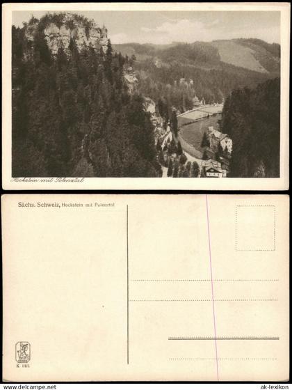 Hohnstein (Sächs. Schweiz) Sächs. Schweiz, Hockstein mit Polenztal 1928