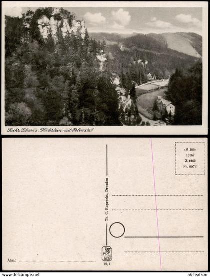 Hohnstein (Sächs. Schweiz) Schweiz. Hockstein mit Polenztal 1954