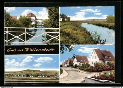 AK Hollenstedt / Leinetal, Strassenpartie mit Wohnhäusern, Blick vom der Brücke, Ortsansicht