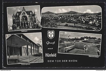 AK Hünfeld, Rathaus, Kolpinghaus und Schwimmbad