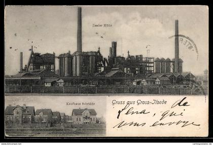 AK Gross-Ilsede, Partie vor der Hütte und Kaufhaus Schridde