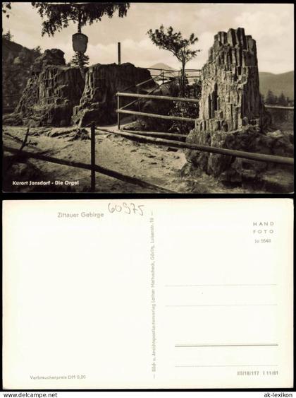 Ansichtskarte Jonsdorf Zittauer Gebirge Kurort Jonsdorf Die Orgel 1961