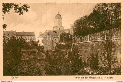 Juelich Blick auf Citadellwall und evangelische Kirche