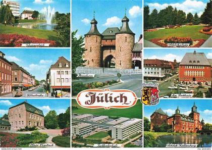 Juelich Hexenturm Schwanenteich Schlossplatz Park Koelnstrasse Rathaus Haus Over