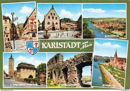Karlstadt Main-Spessart Bayern Markt Maintor Katzenturm Ruine-Karlsburg Mainufer