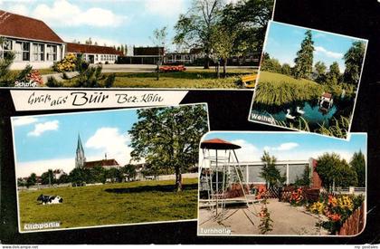 Buir Kerpen Koeln Rheinland Schule Weiher Blick zur Kirche Turnhalle