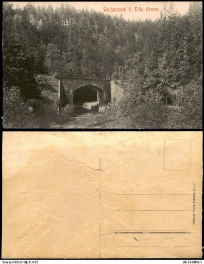 Ansichtskarte Edle Krone-Klingenberg (Sachsen) Weißeritztal Brücke 1909