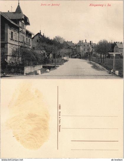 Ansichtskarte Klingenberg (Sachsen) Partie am Bahnhof 1913