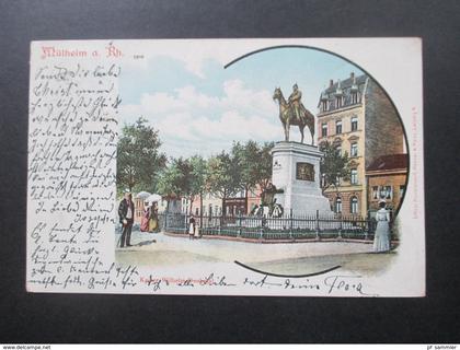 AK 1902 Lithografie / Künstlerkarte Mühlheim am Rhein Kaiser Wilhelm Denkmal Littgr. Kunstanstalt Mehner & Maas Leipzig