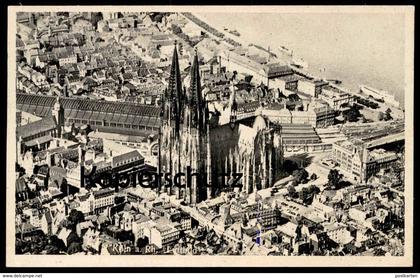 ALTE POSTKARTE KÖLN FLIEGERAUFNAHME BESCHRIEBEN 1943 Luftbild Kölner Dom Cöln Ansichtskarte AK cpa postcard