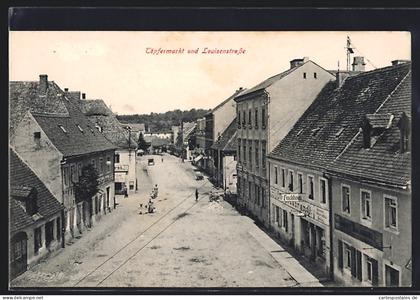 AK Königsbrück, Töpfermarkt mit Louisenstrasse